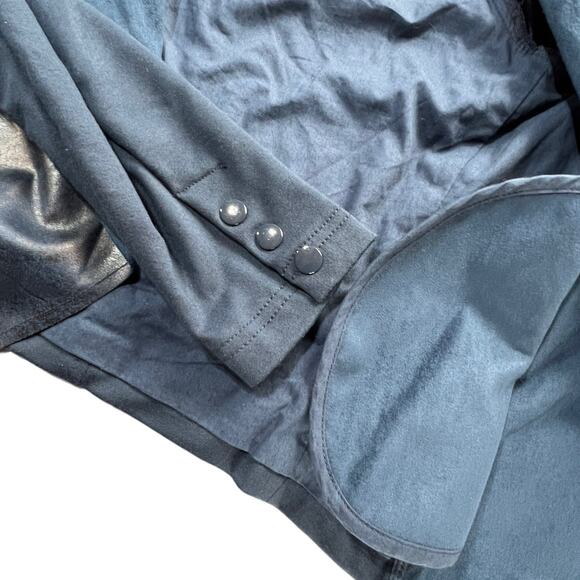 Edyson Blue Suede Jacket Overlay – Soft Faux Suede, Size Medium - Picture 8 of 11
